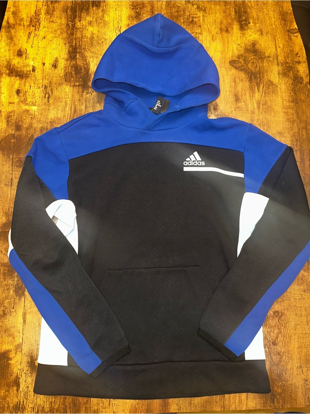 Adidas Men’s Blue, Black & White Hooded Performance Sweater - Medium